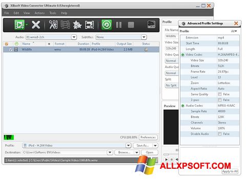 Captura de pantalla Xilisoft Video Converter para Windows XP