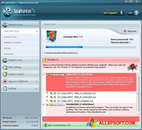 Captura de pantalla SpyHunter para Windows XP