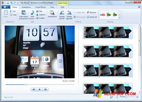 Captura de pantalla Windows Live Movie Maker para Windows XP