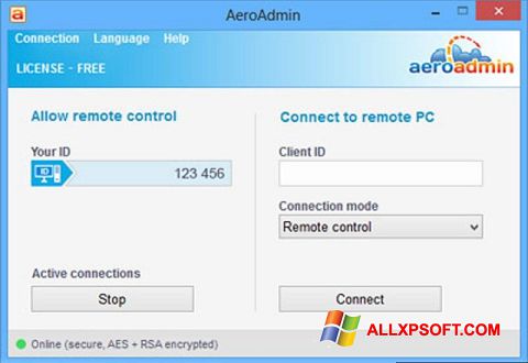 Captura de pantalla AeroAdmin para Windows XP