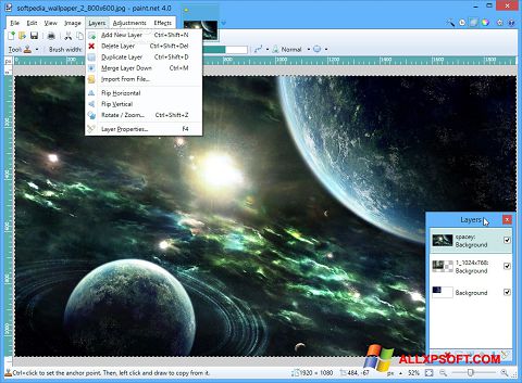 Captura de pantalla Paint.NET para Windows XP