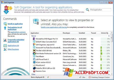 Captura de pantalla Soft Organizer para Windows XP